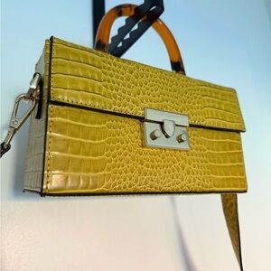 Topshop Mustard Croc-Embossed Mini Bag